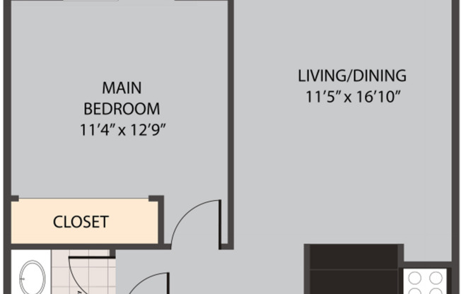 1 bed, 1 bath, 590 sqft, $1,395, Unit 302