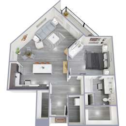 1 bed, 1 bath, 827 sqft, $2,316