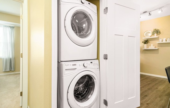 a washer and dryer in a laundry room