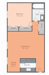 1 bed, 1 bath, 740 sqft, $900