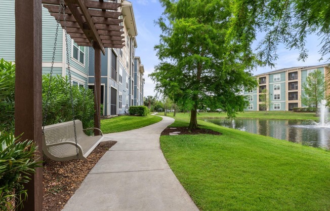 Walkway with Swing | Citi Lakes | Orlando FL Apartments