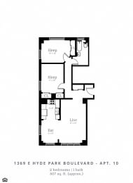 2 beds, 1 bath, $1,870