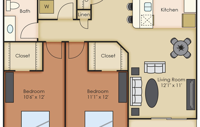 2 beds, 1 bath, 919 sqft, $1,294