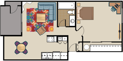 1 bed, 1 bath, 637 sqft, $1,732