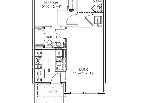 1 bed, 1 bath, 654 sqft, $1,214, Unit 104