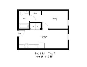 1 bed, 1 bath, 452 sqft, $1,524