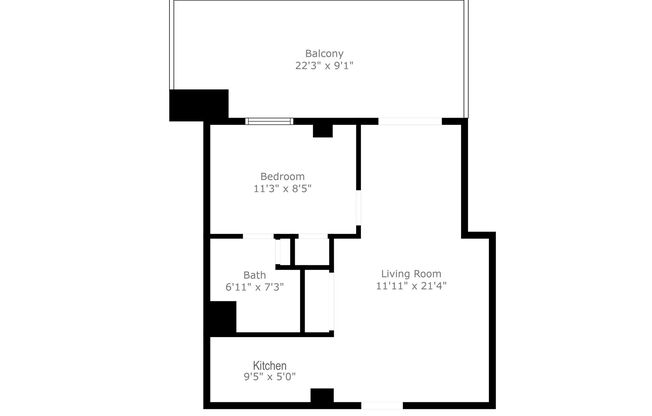 1 bed, 1 bath, 440 sqft, $1,100, Unit 205