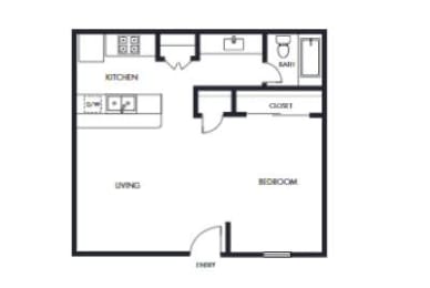 Studio, 1 bath, 549 sqft, $1,050