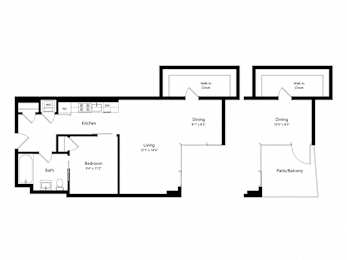 1 bed, 1 bath, 734 sqft, $2,462