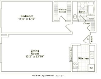 1 bed, 1 bath, 830 sqft, $1,845