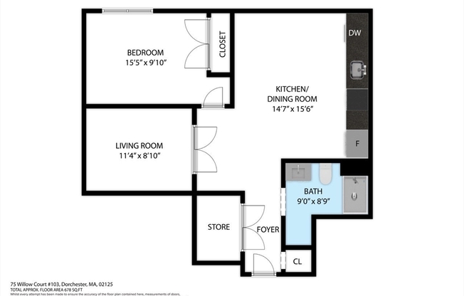 1 bed, 1 bath, 678 sqft, $2,710, Unit 106