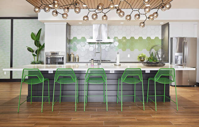 Community kitchen with stainless steel appliances