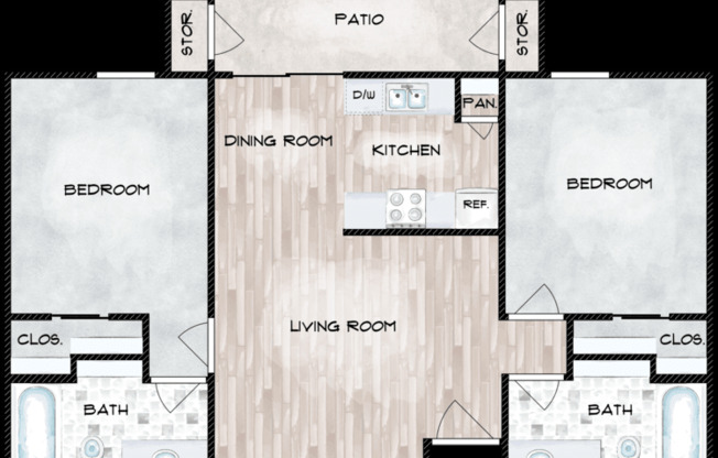 2 beds, 2 baths, 850 sqft, $2,800