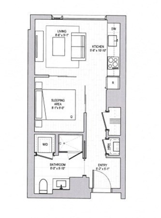 1 bed, 1 bath, 445 sqft, $2,750, Unit 223