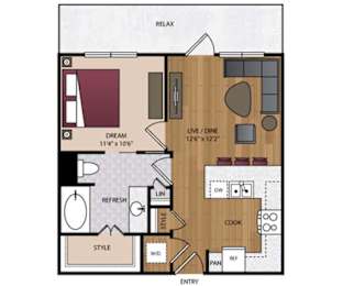 1 bed, 1 bath, 719 sqft, $1,795