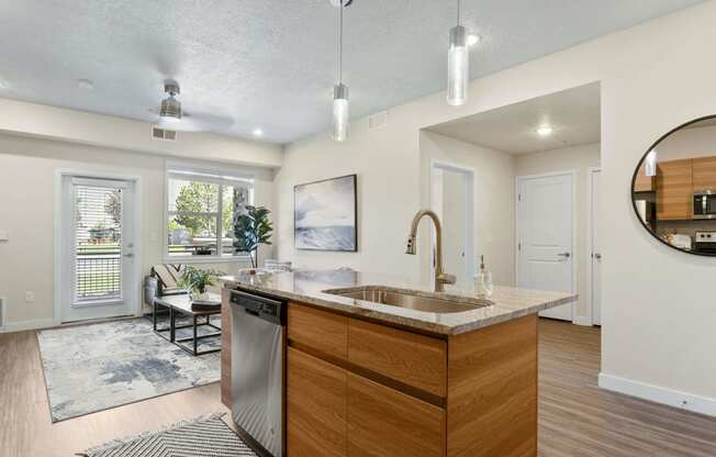 the enclave at homecoming terra vista kitchen and living room at The Flats at Riverwoods, Utah