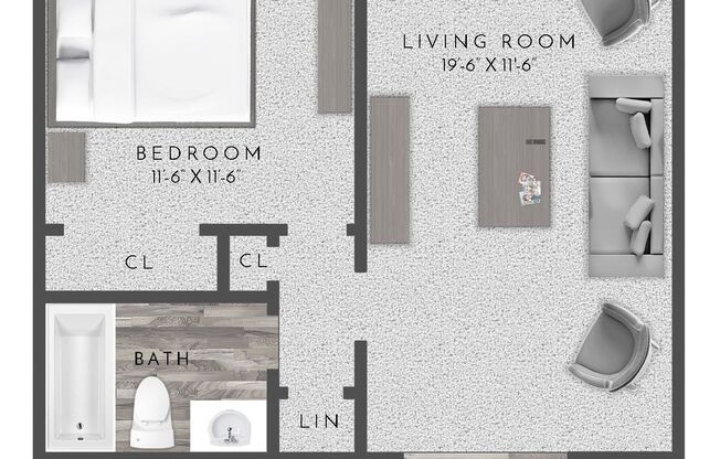 1 bed, 1 bath, 556 sqft, $3,425