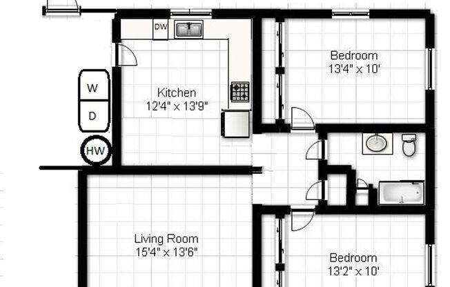 2 beds, 1 bath, 903 sqft, $1,290, Unit A-2