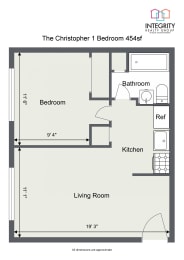 1 bed, 1 bath, 454 sqft, $870
