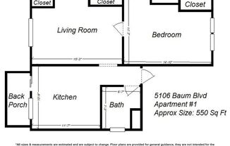 1 bed, 1 bath, 550 sqft, $1,099, Unit 5106 Baum Blvd. #1