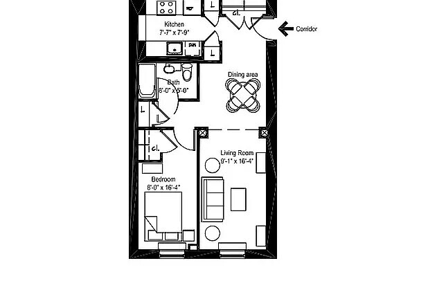 1 bed, 1 bath, $4,540, Unit 3M