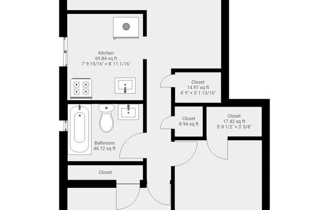 2 beds, 1 bath, 1 sqft, $1,010, Unit ABB - B-08