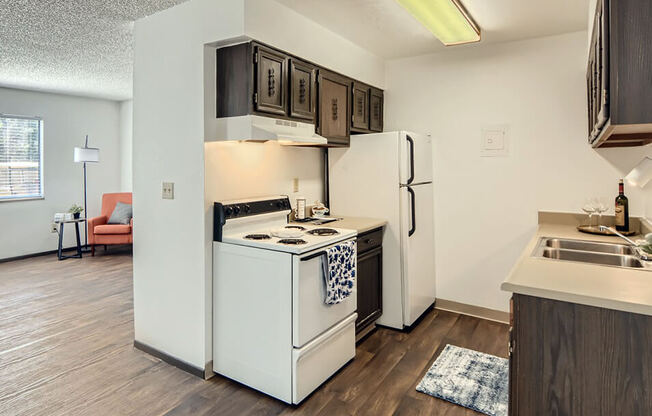 Connected living and dining space in apartment