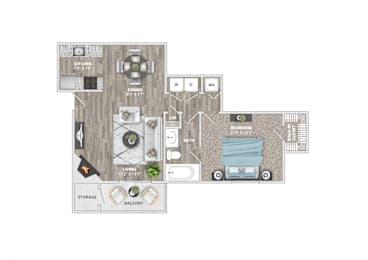 1 bed, 1 bath, 744 sqft, $1,186