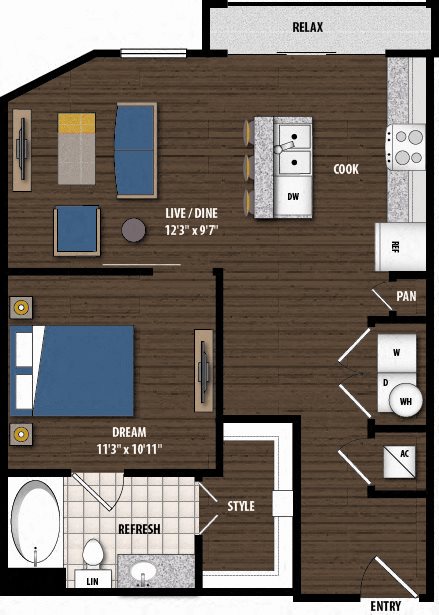 1 bed, 1 bath, 717 sqft, $1,865
