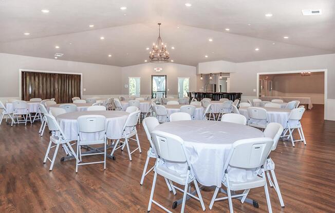 The banquet room at Crystal Tree provides lots of seating for guests