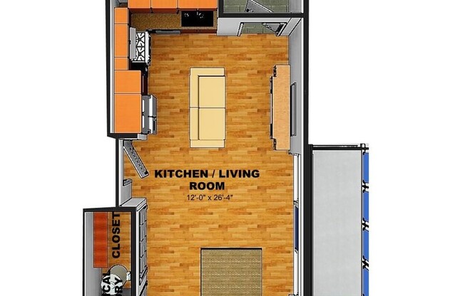 Studio, 1 bath, 540 sqft, $1,325, Unit 306