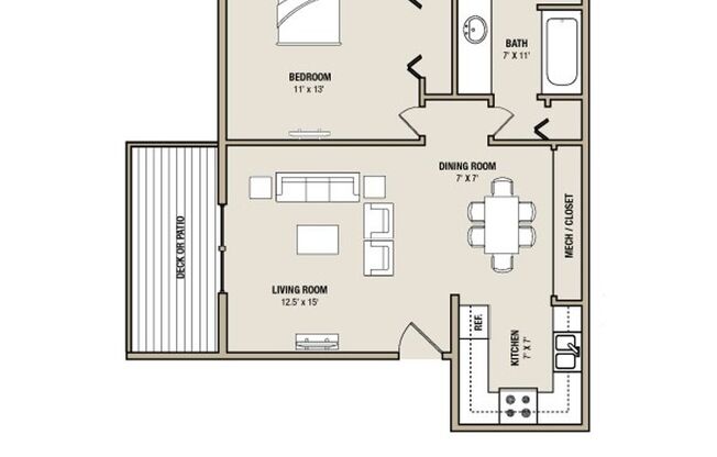 1 bed, 1 bath, 575 sqft, $1,095, Unit 3506-204