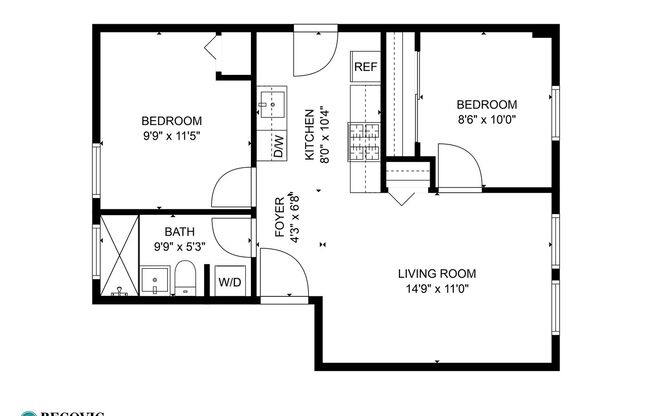 2 beds, 1 bath, 561 sqft, $2,100, Unit 1629-1D