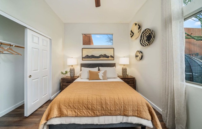 Bedroom with Private Backyard View at Avilla Marana Apartment Homes in Tucson Arizona