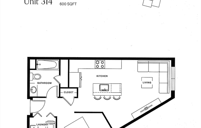 1 bed, 1 bath, 600 sqft, $2,525, Unit 314