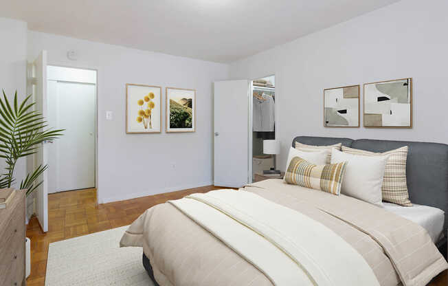 Bedroom with Parquet Flooring