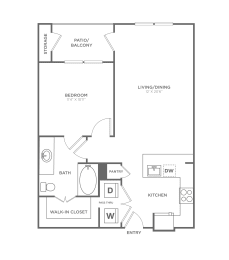 1 bed, 1 bath, 708 sqft, $1,530