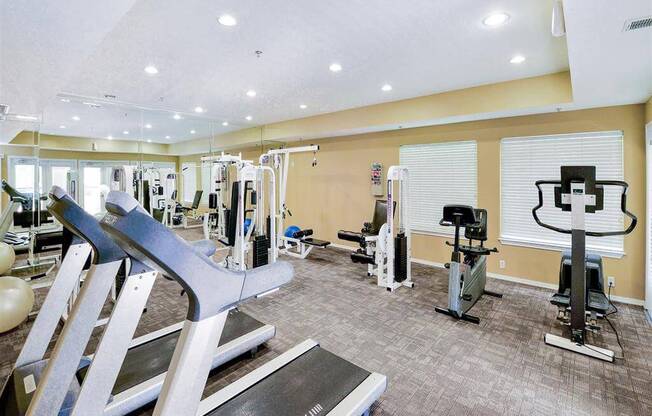 Cardio equipment at gym of The Villas at Katy Trail in Uptown Dallas, TX, For Rent. Now leasing Studio, 1, 2 and 3 bedroom apartments.