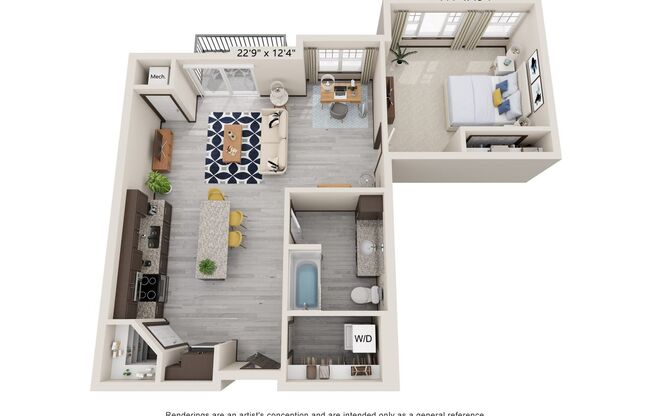 1 bed, 1 bath, $1,725, Unit APT. D312