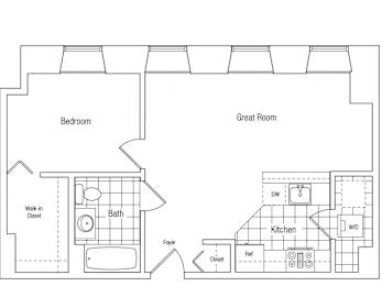 1 bed, 1 bath, 842 sqft, $2,200