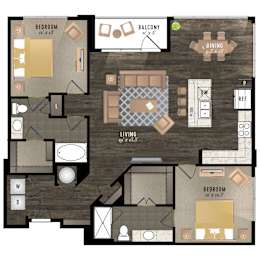 2 beds, 2 baths, 1,296 sqft, $2,617