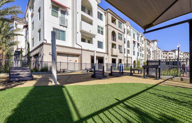 a large lawn in front of a building