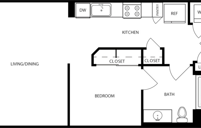 Studio, 1 bath, 638 sqft, $2,560, Unit 448
