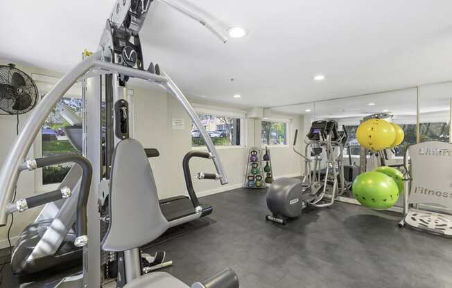 State-of-the-Art Fitness Center with a Variety of Exercise Equipment at Sir Gallahad Apartment Homes, Washington, 98004