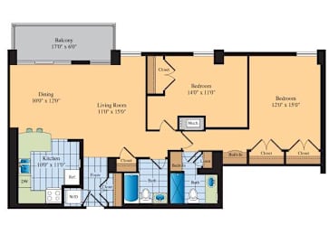 2 beds, 2 baths, 1,132 sqft, $2,988