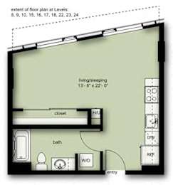 Studio, 1 bath, 469 sqft, $2,814