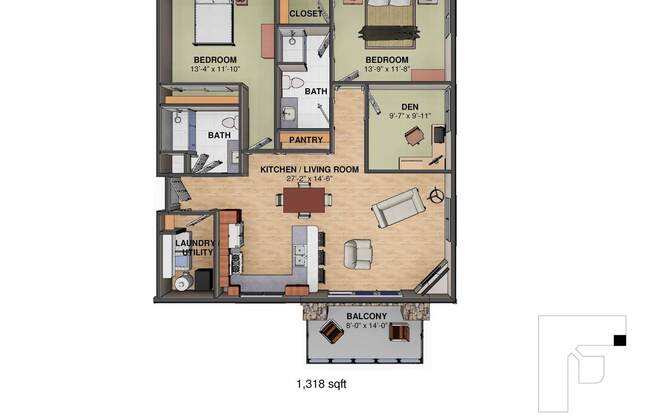 3 beds, 2 baths, 1,318 sqft, $2,690, Unit MEQ-6835-323