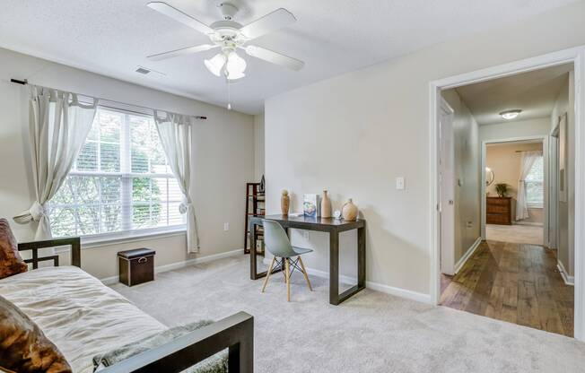 Additional furnished bedroom with office space at Westmont Commons apartments for rent in Asheville, NC