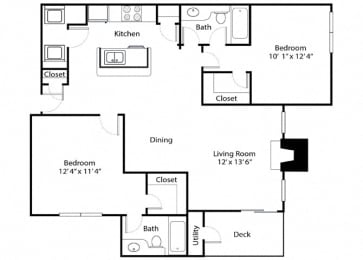 2 beds, 2 baths, 1,101 sqft, $1,449