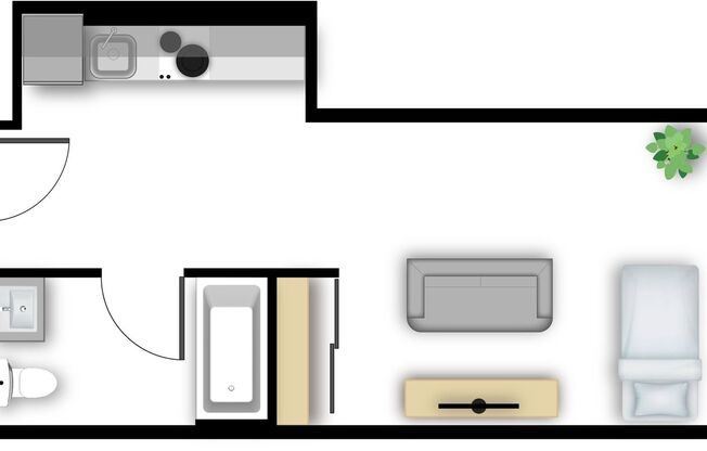 Studio, 1 bath, 350 sqft, $1,425, Unit 206